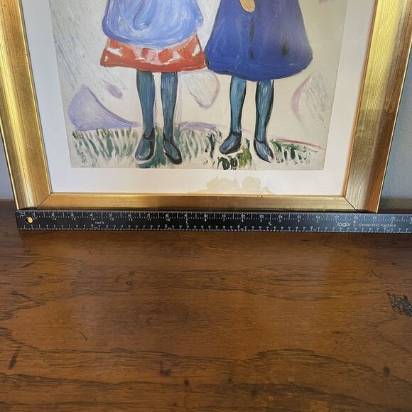 Edvard Munch Print 1863~Two Little Girls with Blue Aprons~RARE~READ DESCRIPTION - Picture 11 of 14